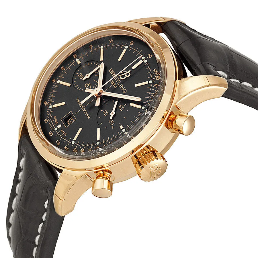 Breitling Transocean Chronograph 38 Black Dial 18kt Rose Gold Men's Watch R4131012-BC07BKCD R4131012-BC07-728P-R18BA.1