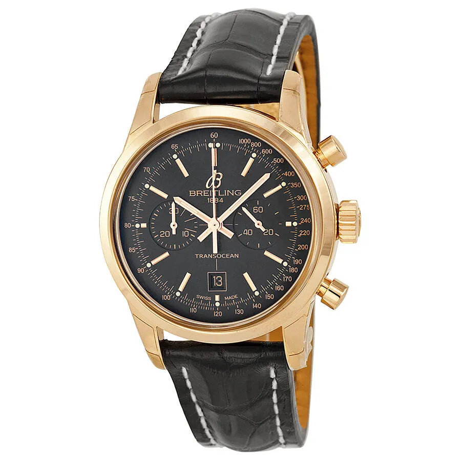 Breitling Transocean Chronograph 38 Black Dial 18kt Rose Gold Men's Watch R4131012-BC07BKCD R4131012-BC07-728P-R18BA.1