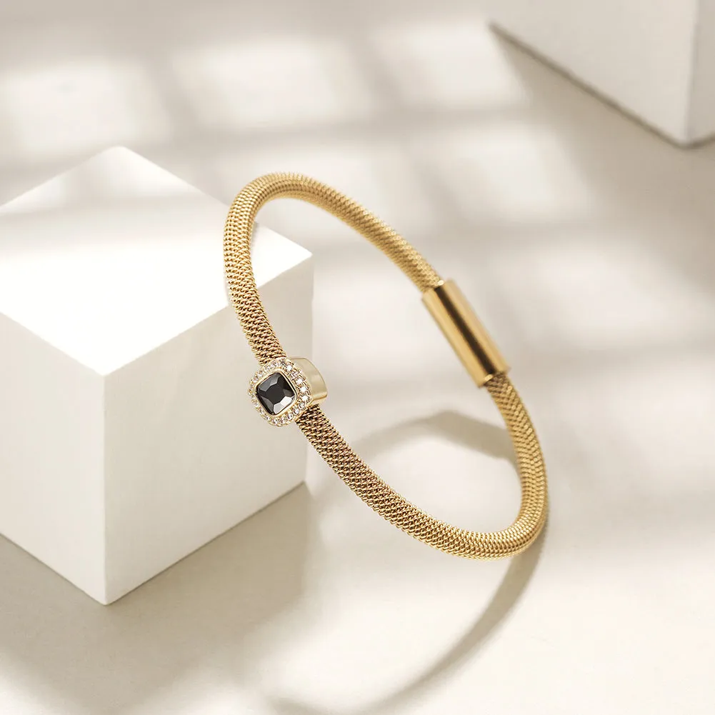 Brilliant Cut CZ Halo Bangle Bracelet