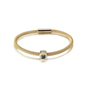 Brilliant Cut CZ Halo Bangle Bracelet