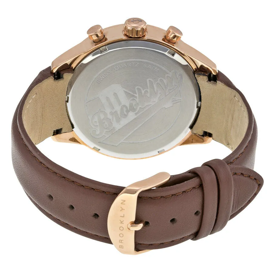 Brooklyn Watch Co. Fulton Silver Dial Brown Leather Swiss Quartz Men's Watch FL-RG-SV-BR