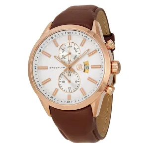 Brooklyn Watch Co. Fulton Silver Dial Brown Leather Swiss Quartz Men's Watch FL-RG-SV-BR