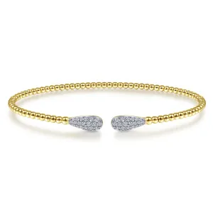 Bujukan Bead Cuff with Pave Diamond Teardrops