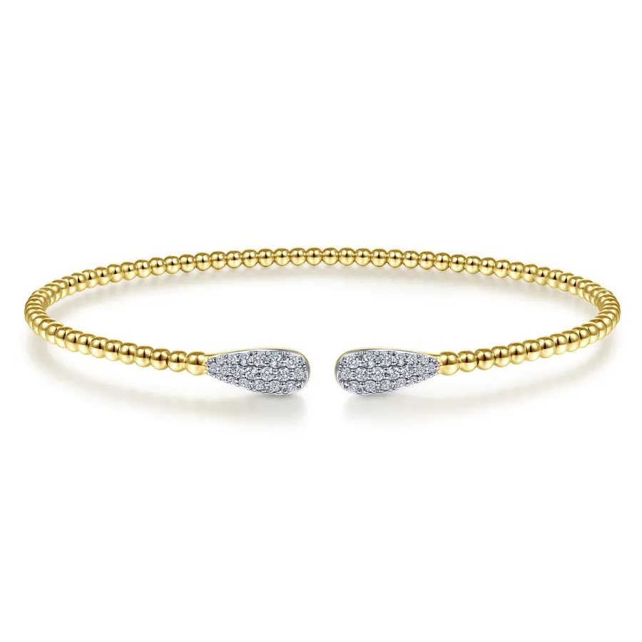 Bujukan Bead Cuff with Pave Diamond Teardrops