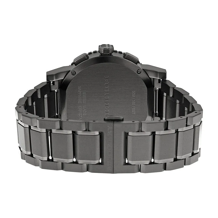 Burberry Chronograph Gunmetal Dial  Grey Ion-plated Stainless Steel Men's Watch BU9381