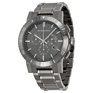 Burberry Chronograph Gunmetal Dial  Grey Ion-plated Stainless Steel Men's Watch BU9381
