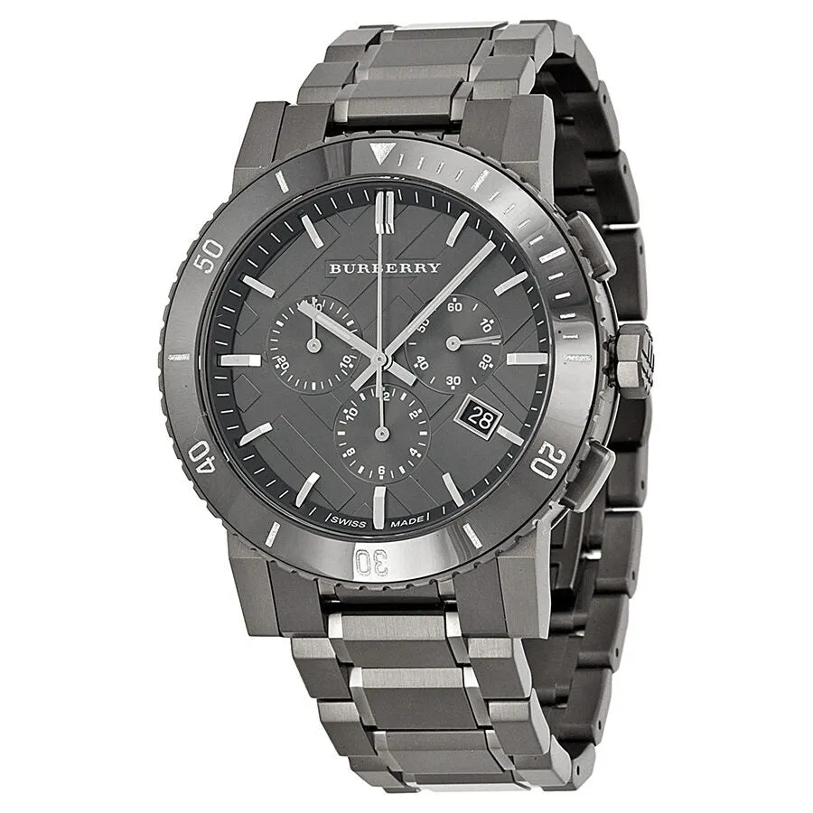 Burberry Chronograph Gunmetal Dial  Grey Ion-plated Stainless Steel Men's Watch BU9381