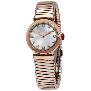 Bvlgari LVCEA Tubogas Quartz Diamond White Mother of Pearl Dial Ladies Watch 102952