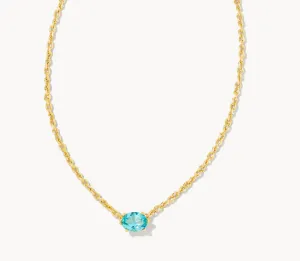 CAILIN AQUA CRYSTAL PENDANT NECKLACE- GOLD