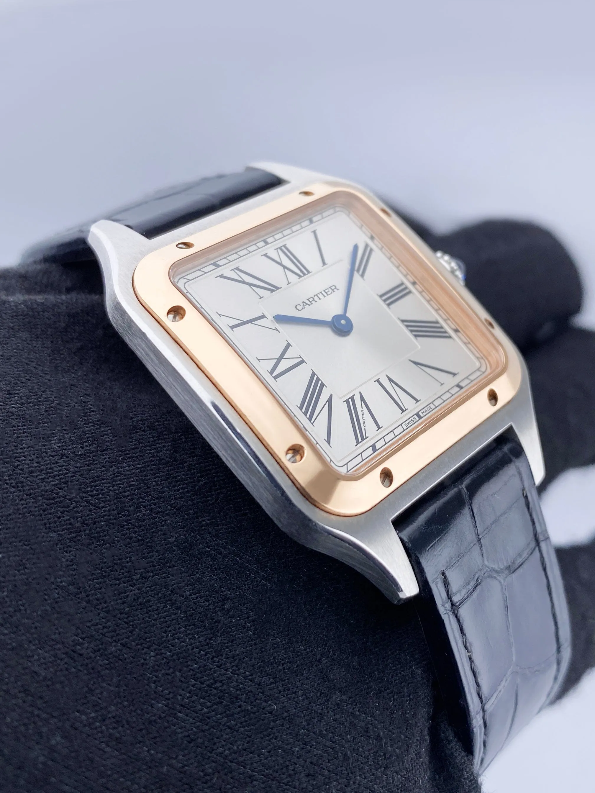 Cartier Santos Dumont W2SA0011 Silver Dial Mens Watch Box Papers