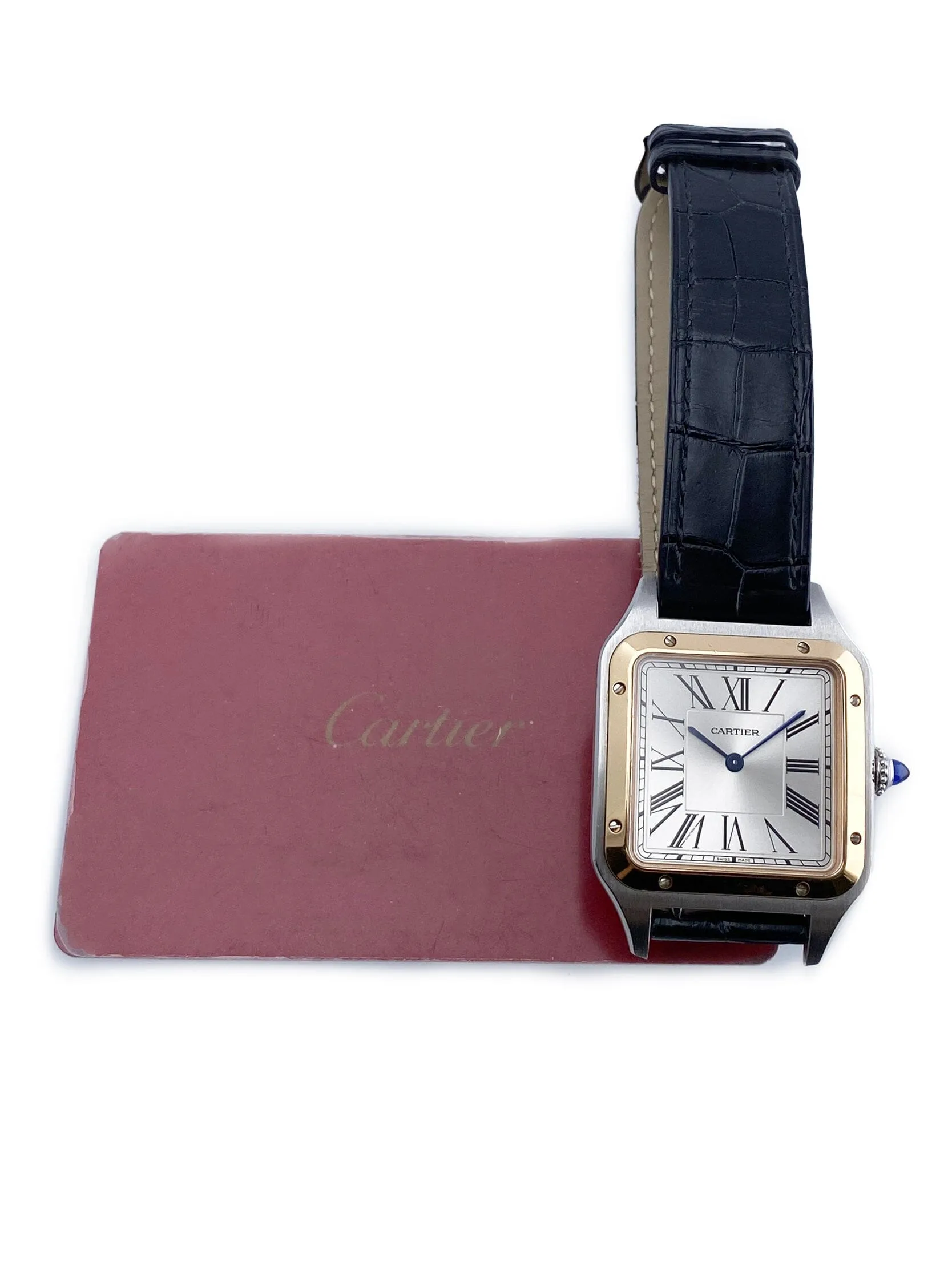 Cartier Santos Dumont W2SA0011 Silver Dial Mens Watch Box Papers
