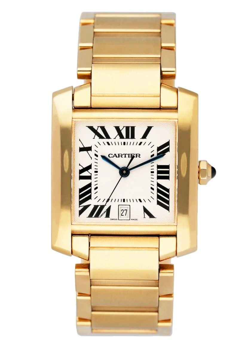 Cartier Tank Francaise W50001R2 18K Yellow Gold Mens Watch