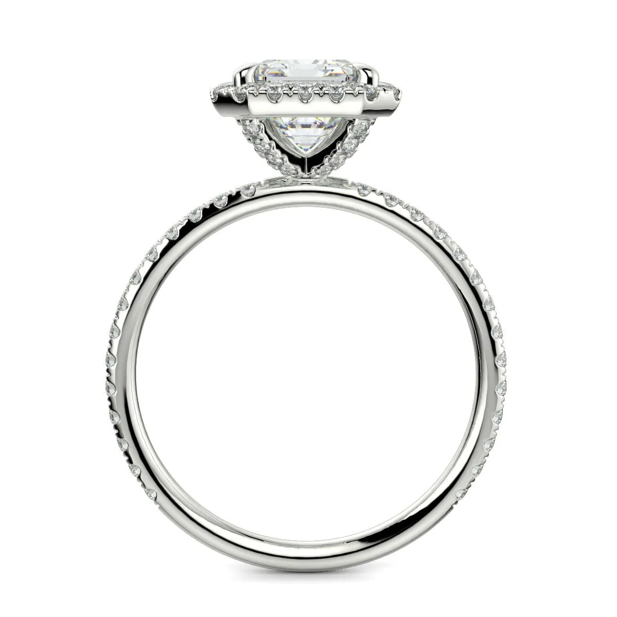 Catalina Emerald Cut Halo 4 Prong Claw Set Engagement Ring