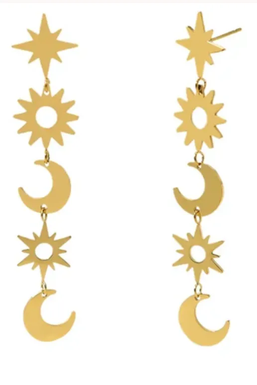 Celestial Sun Moon Stars Earrings