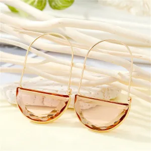 Champagne Crystal & 18K Gold-Plated Semicircle Drop Earrings