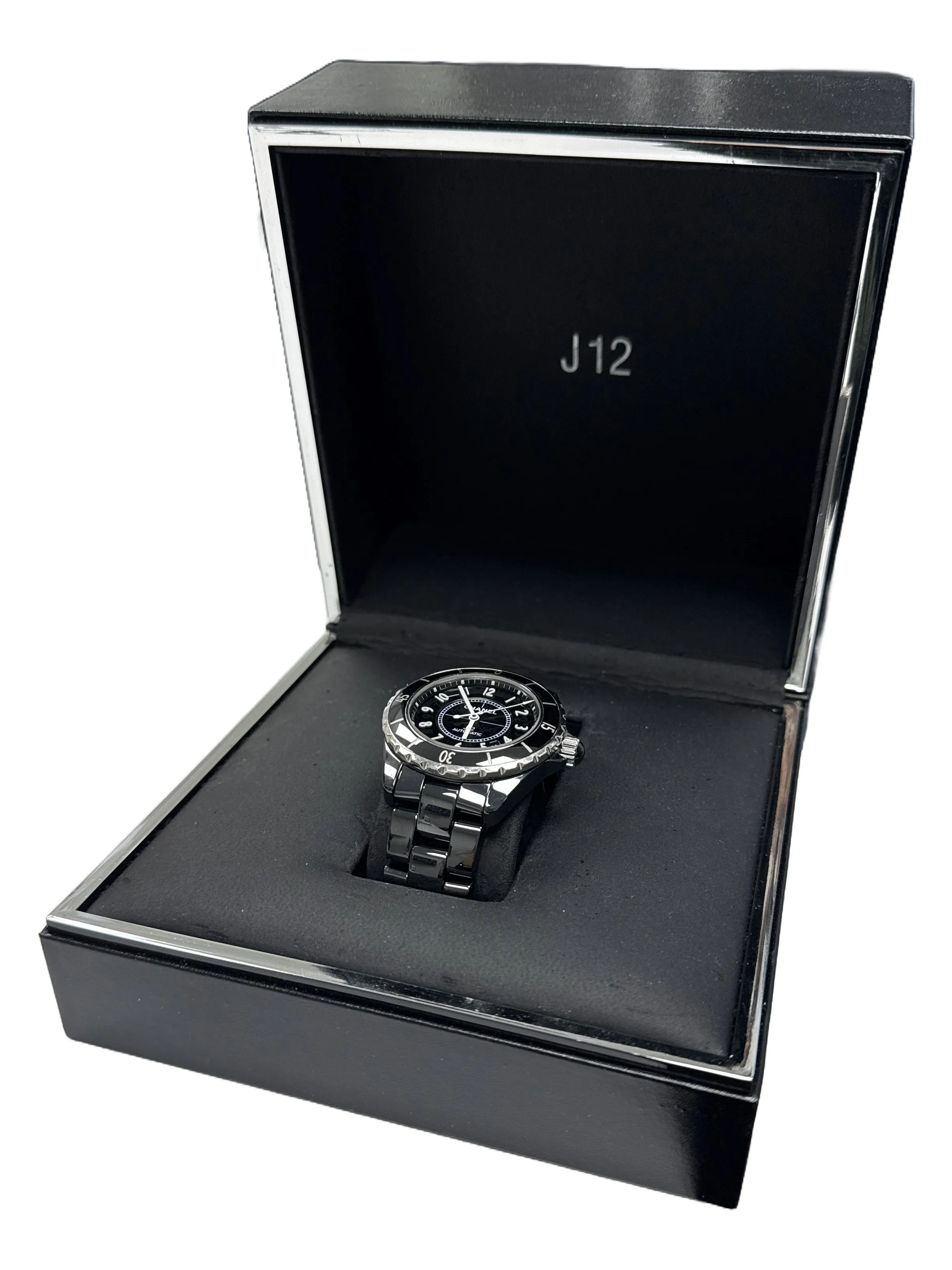 Chanel J12 INTENSE BLACK Ceramic Steel 38mm Automatic Arabic H5697 Watch BOX