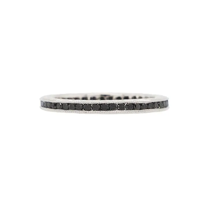 Channel Black Diamond Band, White Gold
