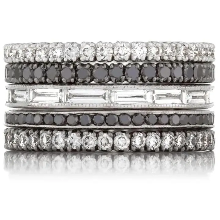 Channel Black Diamond Band, White Gold