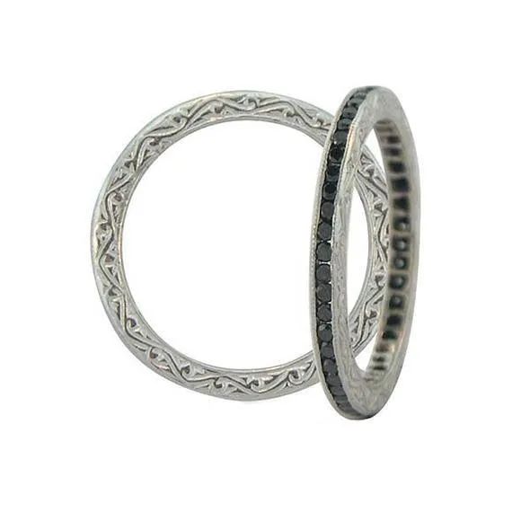 Channel Black Diamond Band, White Gold