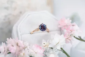 Chatham solitaire alexandrite engagement ring,  alexandrite engagement ring.