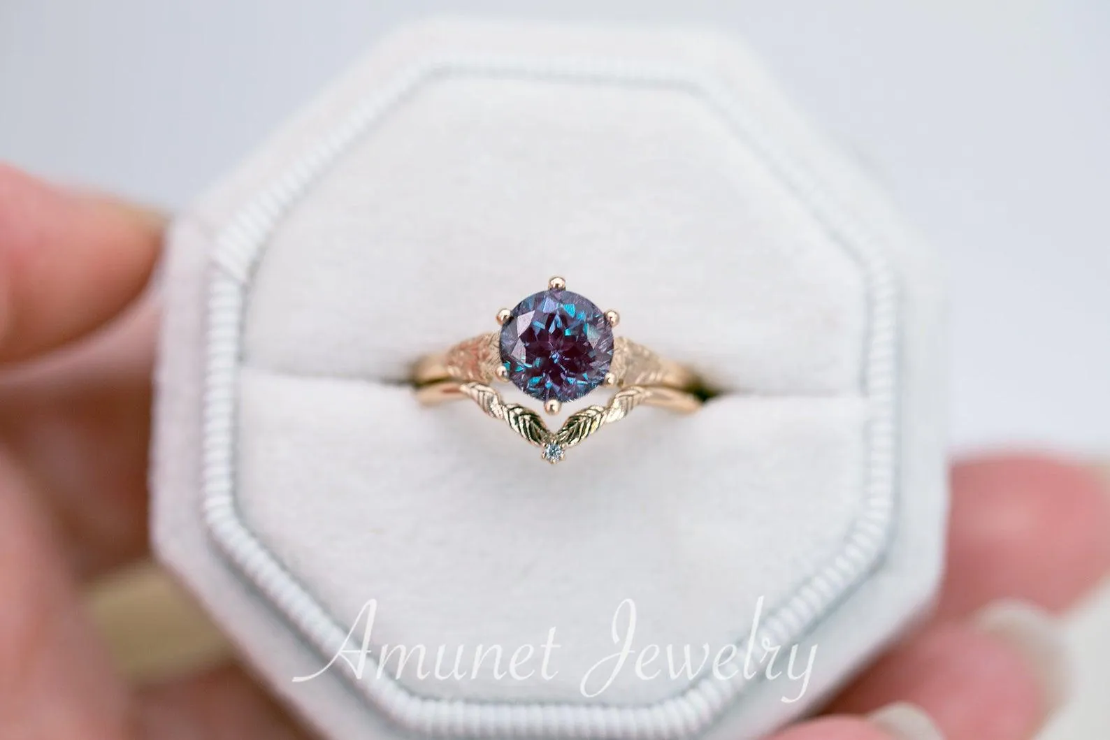 Chatham solitaire alexandrite engagement ring,  alexandrite engagement ring.
