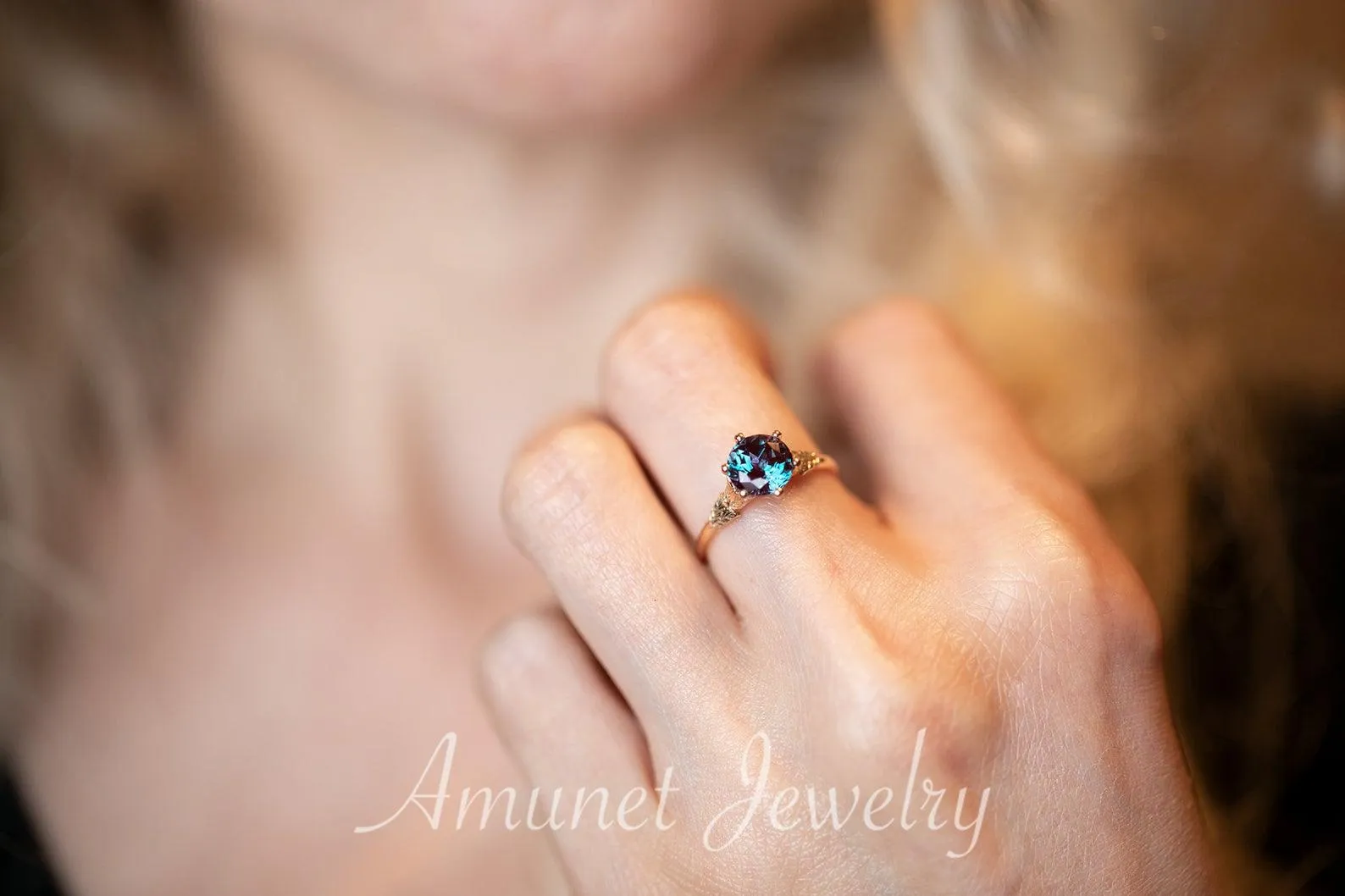 Chatham solitaire alexandrite engagement ring,  alexandrite engagement ring.
