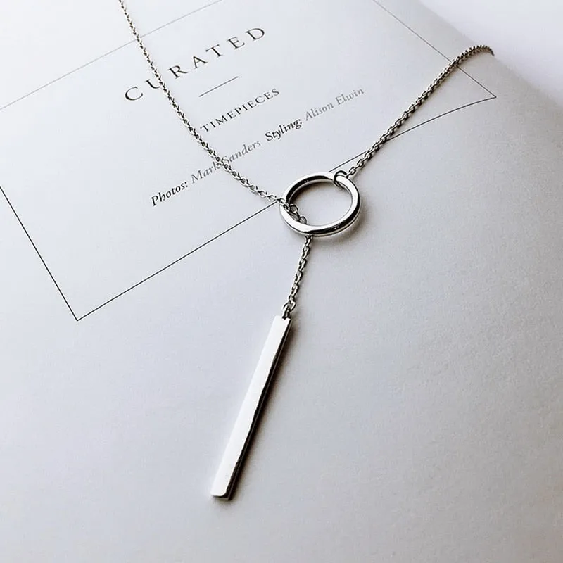 Circle Necklace Vintage Futuristic sterling-silver 925 Sterling Choker VNS8002 Act fast Strip Long Chain Jewelry XIYANIKE Pendants&Necklaces Silver