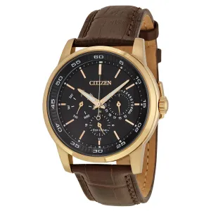 Citizen Dress Eco-Drive Black Dial Brown Leather Men's Watch BU2013-08E