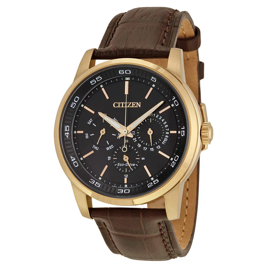Citizen Dress Eco-Drive Black Dial Brown Leather Men's Watch BU2013-08E