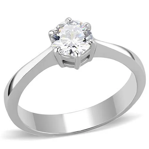 CJE3252 Wholesale Women's Stainless Steel AAA Grade CZ Clear Minimal Solitaire Ring