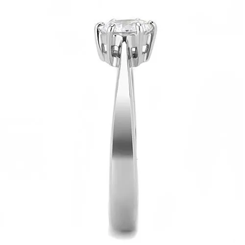 CJE3252 Wholesale Women's Stainless Steel AAA Grade CZ Clear Minimal Solitaire Ring