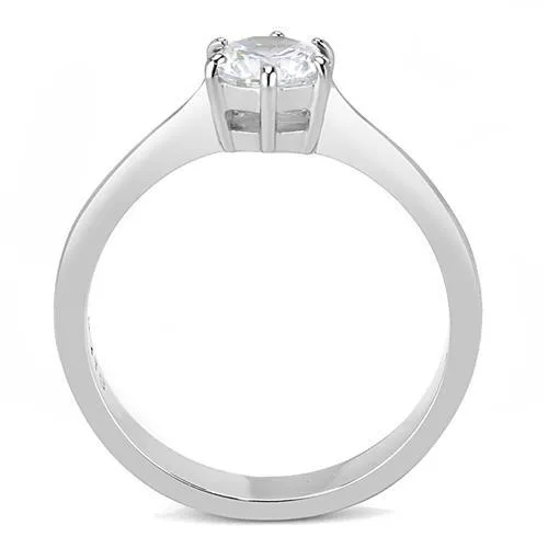 CJE3252 Wholesale Women's Stainless Steel AAA Grade CZ Clear Minimal Solitaire Ring