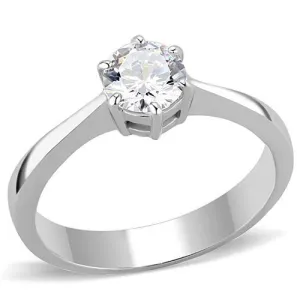 CJE3252 Wholesale Women's Stainless Steel AAA Grade CZ Clear Minimal Solitaire Ring