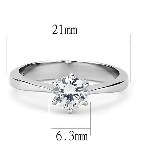 CJE3252 Wholesale Women's Stainless Steel AAA Grade CZ Clear Minimal Solitaire Ring
