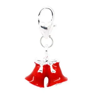 Clip on Christmas Bells Charm for European Jewelry w/ Lobster Clasp