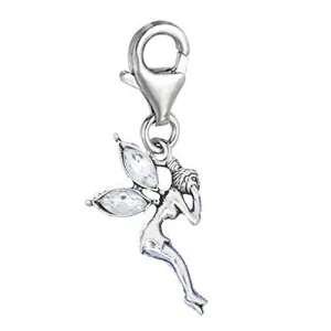 Clip-on Clear Tinkerbell Charm Pendant for European Clip on Charm Jewelry w/ Lobster Clasp