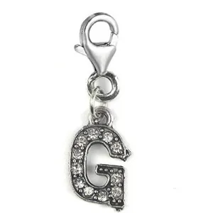 Clip on Letter G Dangle Charm Pendant for European Clip on Charm Jewelry w/ Lobster Clasp