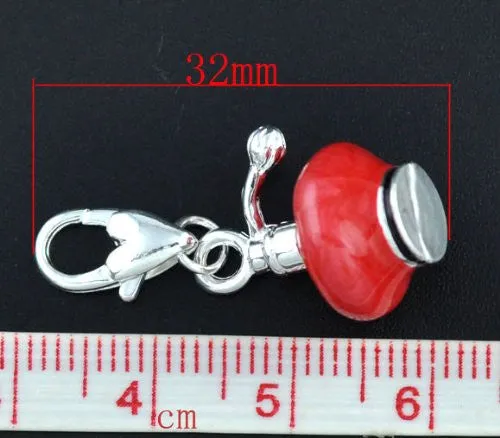 Clip on Perfume Bottle Charm for European Jewelry w/ Lobster Clasp