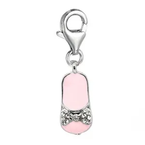 Clip on Pink Slipper/shoe Dangle Charm Pendant for European Clip on Charm Jewelry w/ Lobster Clasp