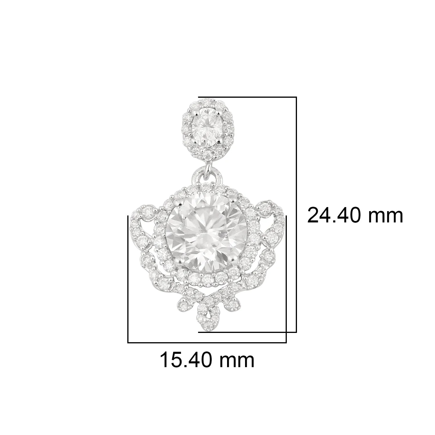 Cluster Earrings Round Moissanite 925 Sterling Silver Dangle Drop Women Earrings