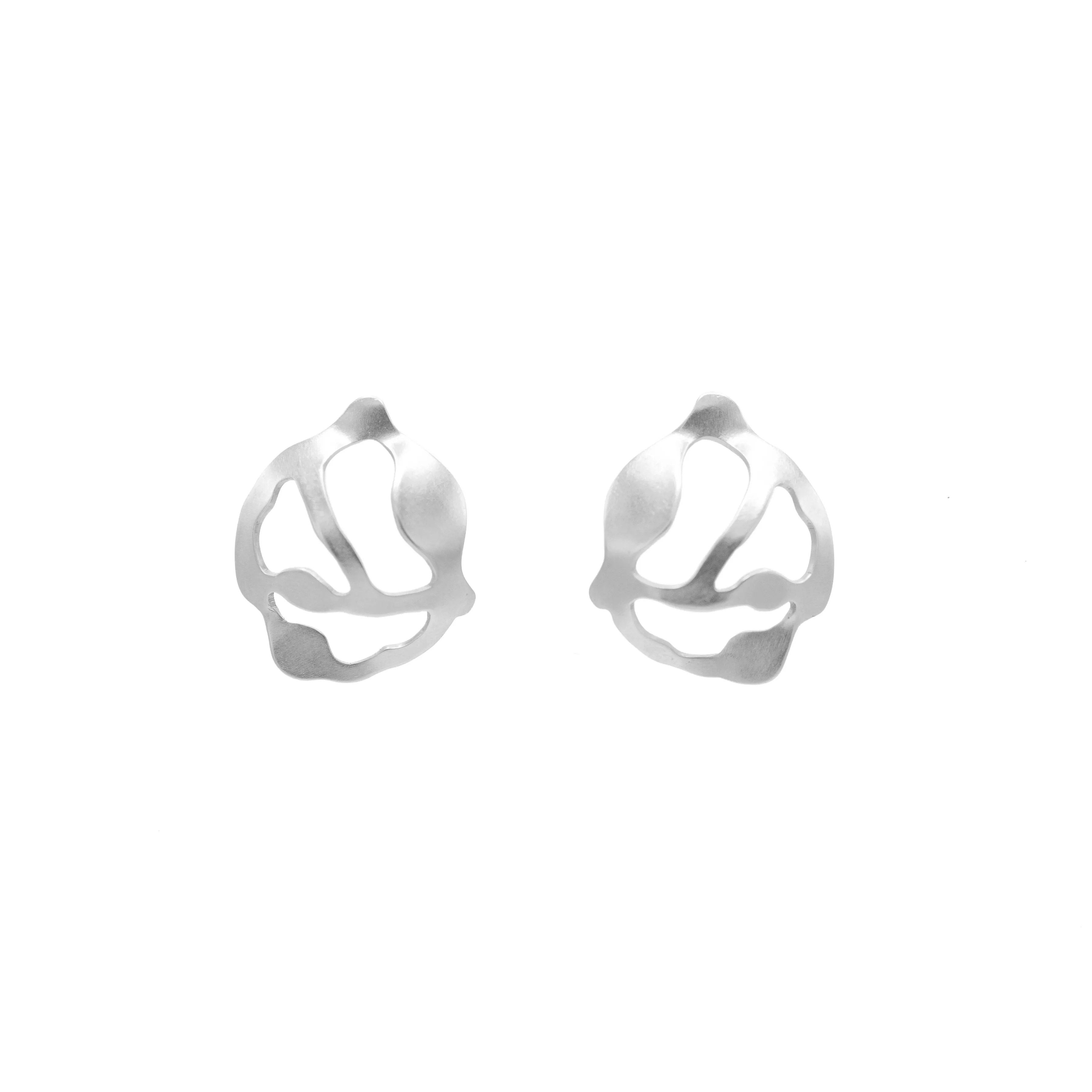 Cluster Seaweed Earrings in Brushed Silver