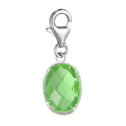 Copper Charm Pendants August Birthstone Triangle Bright Sparkly Silver  Cubic Zirconia Faceted