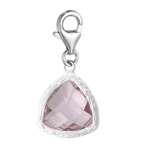 Copper Charm Pendants June Birthstone Triangle Bright Sparkly Silver  Cubic Zirconia Faceted