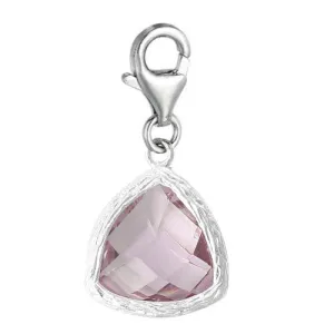 Copper Charm Pendants June Birthstone Triangle Bright Sparkly Silver  Cubic Zirconia Faceted