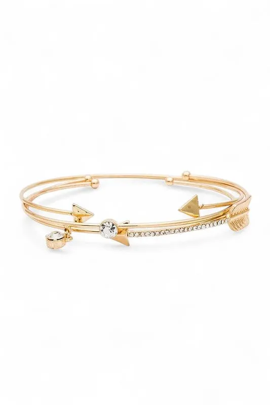 Crystal Arrow Mix Women's Charm Dainty Bangle Set