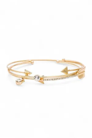Crystal Arrow Mix Women's Charm Dainty Bangle Set