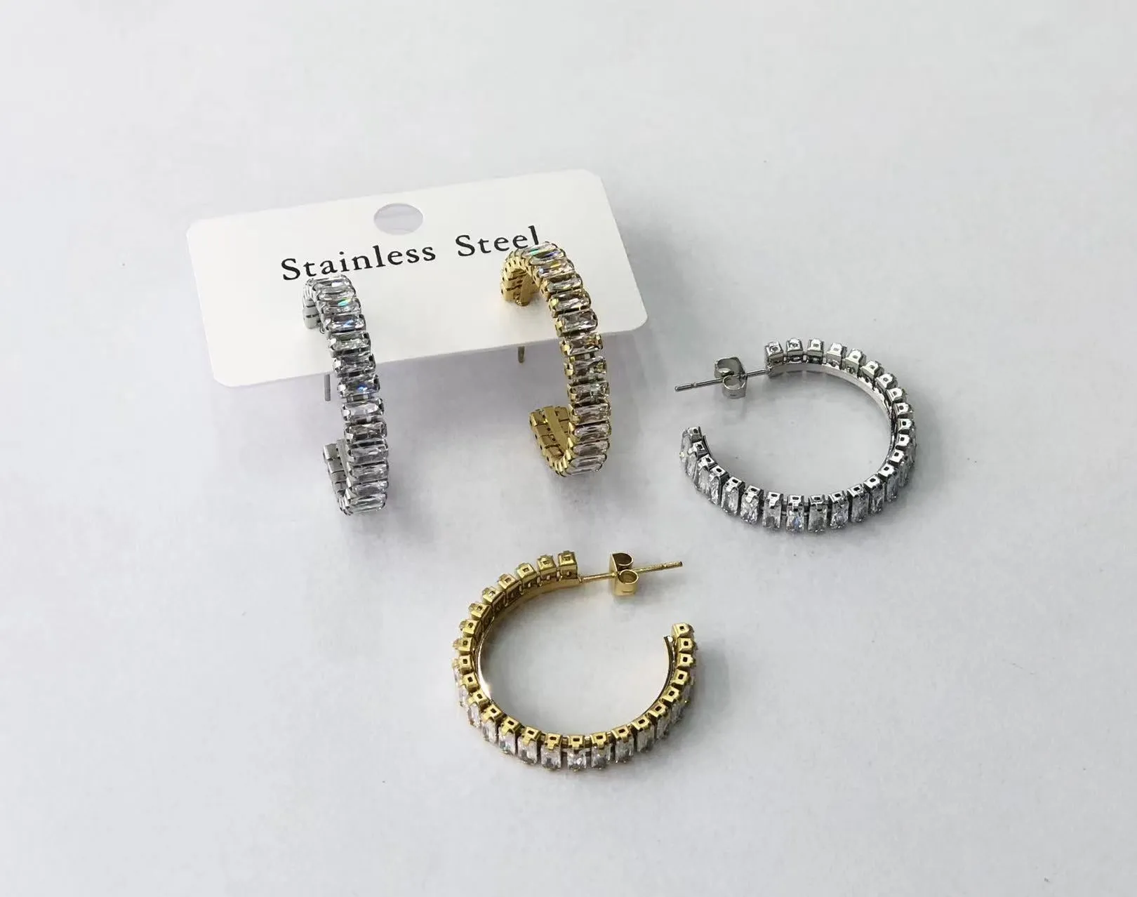 Crystal Hoop Gold Earring