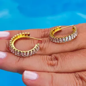 Crystal Hoop Gold Earring