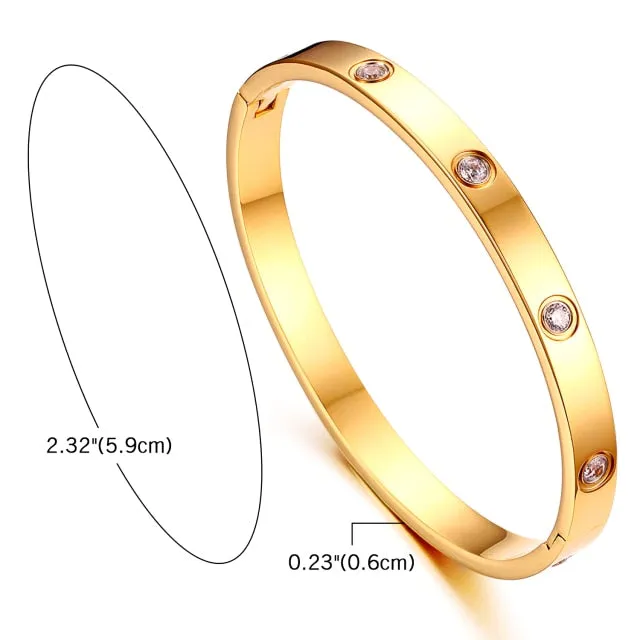 Crystal Stud Bangle Bracelet Gold