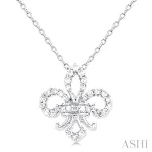 ctw Pendant Diamond Fleur Cut Cyber Monday deal With 10K Fashion White De Round Lis in Petite Chain Futuristic 1/6 Gold